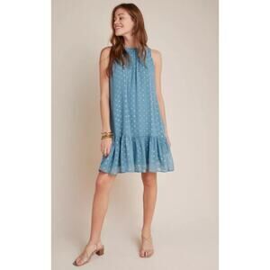 ANTHROPOLOGIE Natalie Flounced Tunic Ruffle Trip Mini Dress Women's Size Large